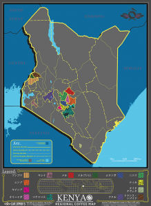 ケニアのコーヒー生産地域図